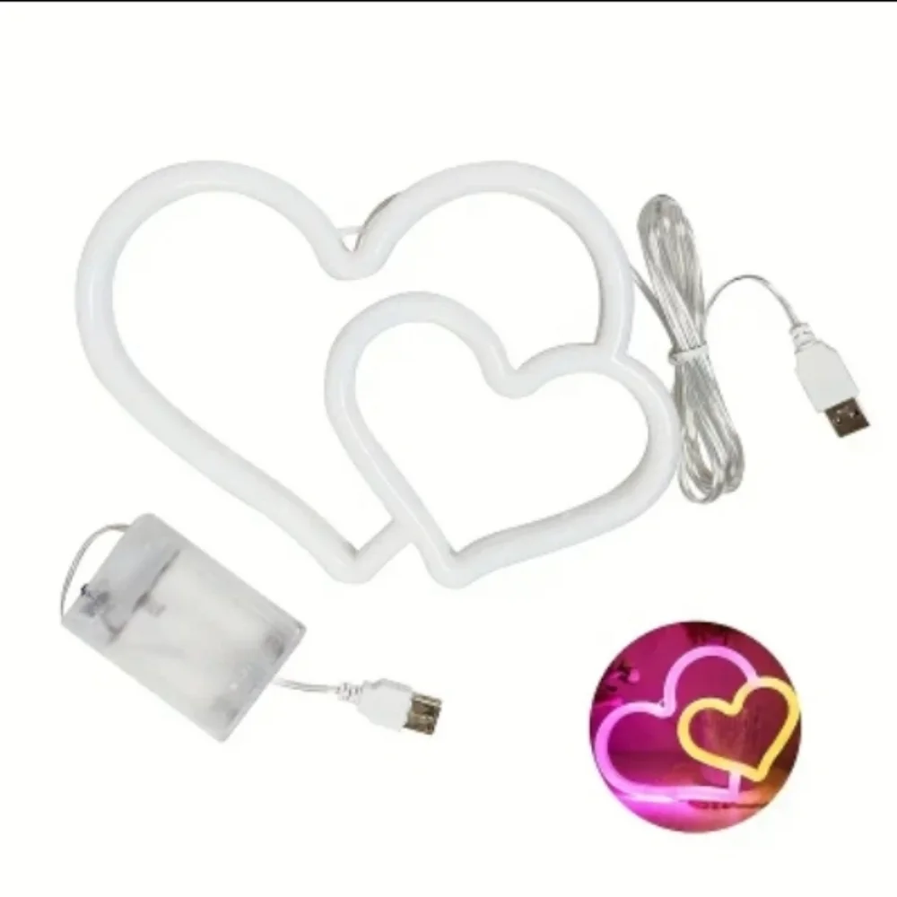 Double Heart Neon Sign